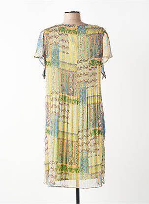 Robe mi-longue coupe fluide manches courtes vert TINTA STYLE femme