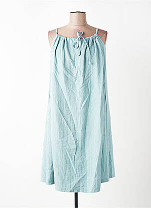 Robe mi-longue tissage crêpe fines bretelles bleu ZILCH femme