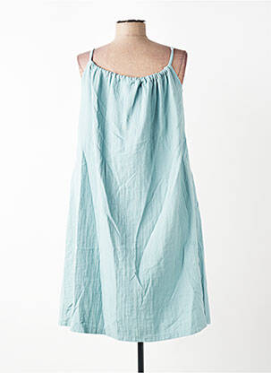 Robe mi-longue tissage crêpe fines bretelles bleu ZILCH femme