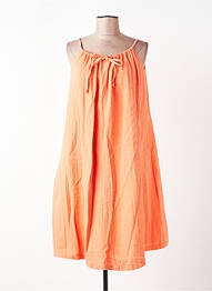 Robe mi-longue tissage crêpe fines bretelles orange ZILCH femme