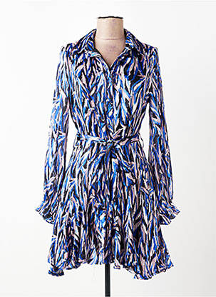Robe courte manches longues manches longues bleu KILKY femme