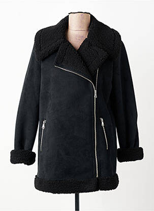 Manteau long finition intérieure fourrure synthétique sans capuche noir SCHOOL RAG femme