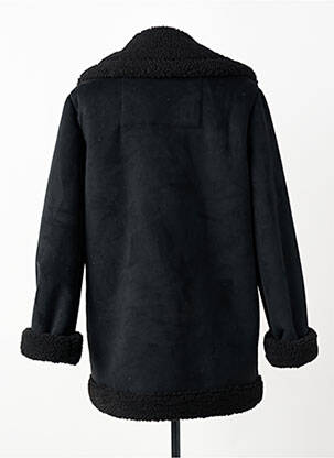 Manteau long finition intérieure fourrure synthétique sans capuche noir SCHOOL RAG femme
