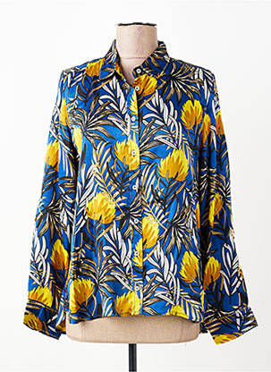 Chemisier imprimé fleurs manches longues bleu STORIATIPIC femme
