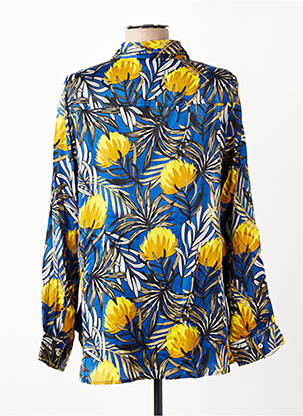 Chemisier imprimé fleurs manches longues bleu STORIATIPIC femme