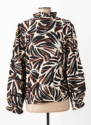 Chemisier tissage crêpe manches longues marron KILKY femme