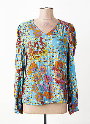 Blouse imprimé fleurs manches longues bleu TINTA STYLE femme