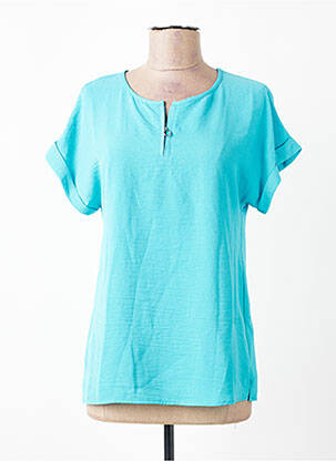 Blouse col v manches courtes bleu TINTA STYLE femme