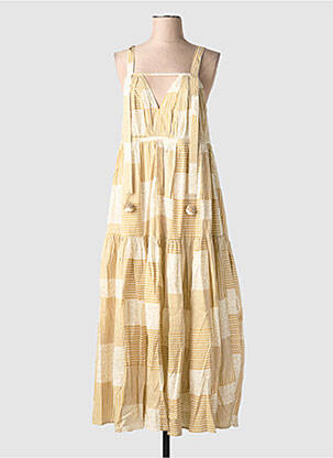 Robe longue imprimé fantaisie sans manche jaune RHUM RAISIN femme
