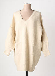 Robe pull col v manches longues beige RHUM RAISIN femme