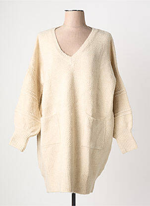 Robe pull col v manches longues beige RHUM RAISIN femme
