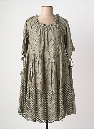 Robe mi-longue manches 3/4 manches 3/4 vert RHUM RAISIN femme