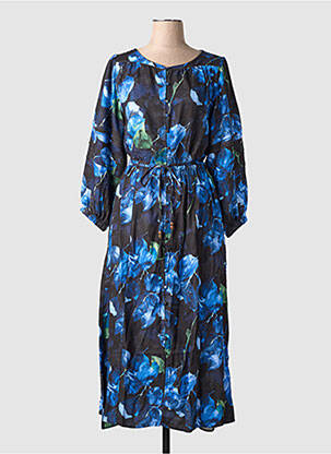 Robe longue imprimé fantaisie manches longues bleu RHUM RAISIN femme