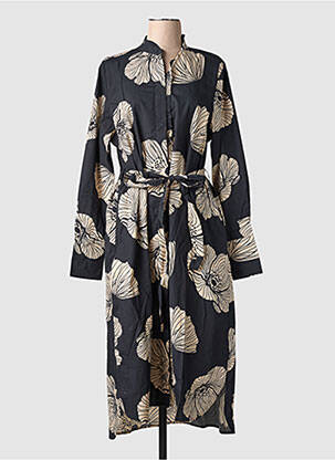 Robe mi-longue imprimé fleurs manches longues noir RHUM RAISIN femme