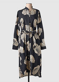 Robe mi-longue imprimé fleurs manches longues noir RHUM RAISIN femme