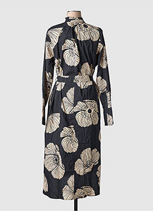 Robe mi-longue imprimé fleurs manches longues noir RHUM RAISIN femme
