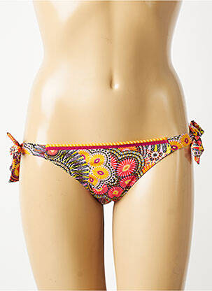 Bas de maillot de bain effet matière satinée bikini orange ANTIGEL femme