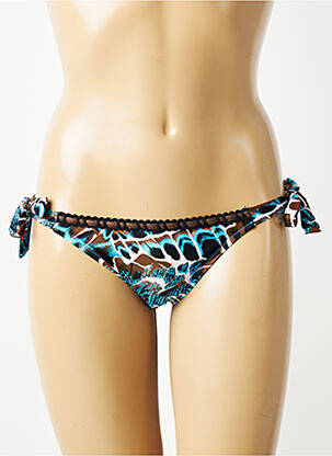 Bas de maillot de bain effet matière satinée bikini bleu ANTIGEL femme