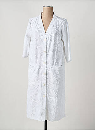 Robe de chambre tissage jersey blanc CANAT femme