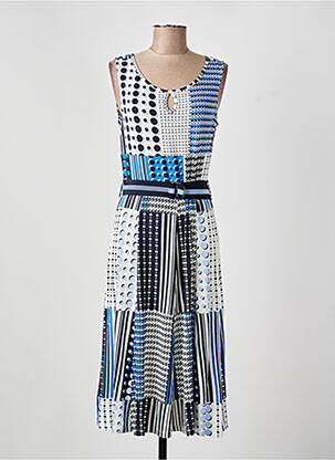 Robe mi-longue imprimé fantaisie sans manche bleu CONCEPT K femme