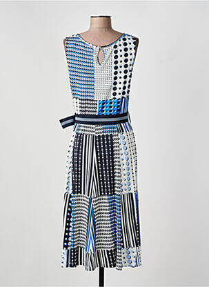 Robe mi-longue imprimé fantaisie sans manche bleu CONCEPT K femme