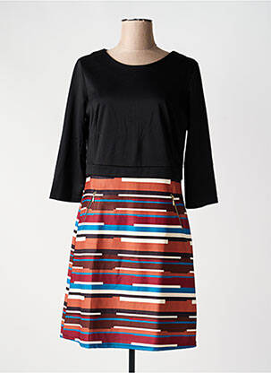 Robe mi-longue manches longues manches longues noir PLURIELLES femme