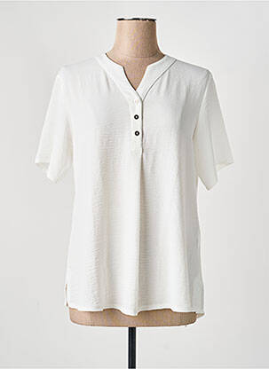 Blouse col rond manches courtes blanc PLURIELLES femme