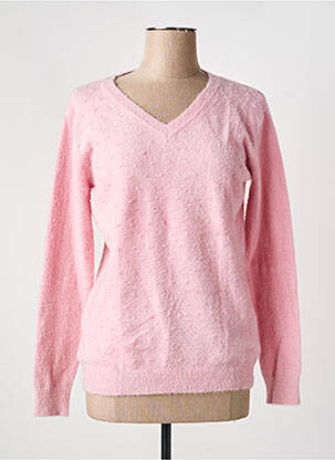 Pull col v manches longues rose PLURIELLES femme