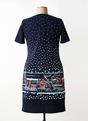 Robe mi-longue imprimé fantaisie manches courtes bleu GEVANA femme
