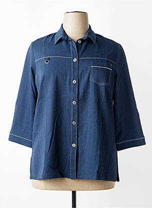 Chemisier tissage crêpe manches 3/4 bleu FRANCE RIVOIRE femme