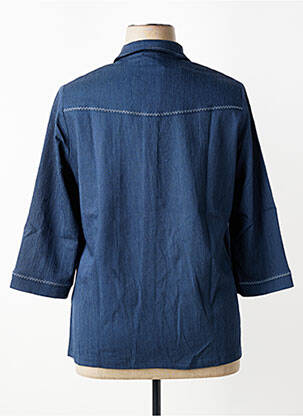 Chemisier tissage crêpe manches 3/4 bleu FRANCE RIVOIRE femme
