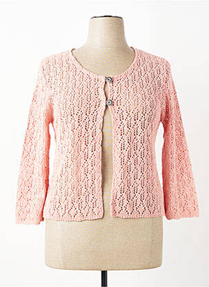 Gilet manches longues manches 3/4 rose PLURIELLES femme