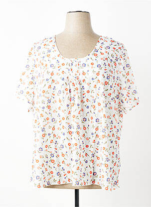 Blouse imprimé fleurs manches courtes orange PLURIELLES femme