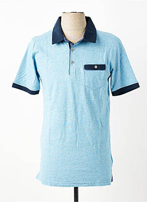 Polo tissage chiné manches courtes bleu PETER COFOX homme