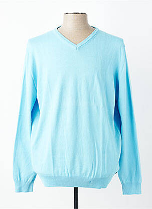 Pull col v manches longues bleu DELAHAYE homme