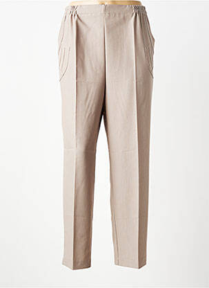 Pantalon droit tissage crêpe taille normale marron PLURIELLES femme