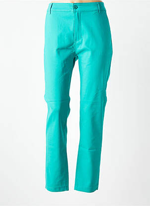 Pantalon chino fermeture zippée sous rabat boutonné taille normale bleu LEMON DRESS femme
