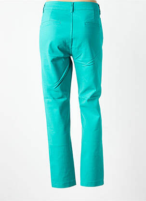 Pantalon chino fermeture zippée sous rabat boutonné taille normale bleu LEMON DRESS femme