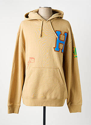 Sweat-shirt à capuche broderie manches longues beige HUF homme