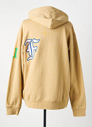 Sweat-shirt à capuche broderie manches longues beige HUF homme