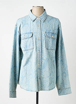 Chemise manches longues poches bleu HUF homme