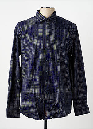 Chemise manches longues imprimé fantaisie bleu IZAC homme