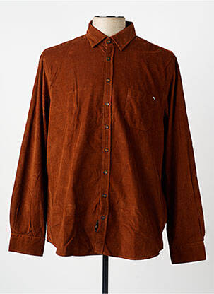 Chemise manches longues coupe droite marron IZAC homme