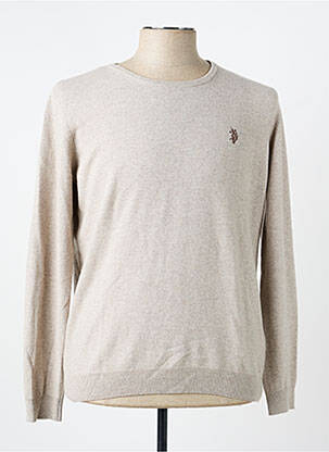 Pull col rond manches longues beige U.S. POLO ASSN homme