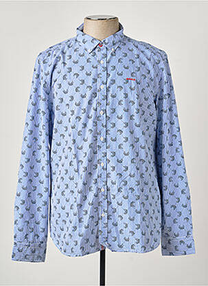 Chemise manches longues imprimé fantaisie bleu NEW ZEALAND AUCKLAND homme