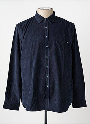 Chemise manches longues coupe droite bleu IZAC homme