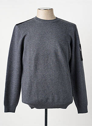 Pull col rond manches longues gris IZAC homme