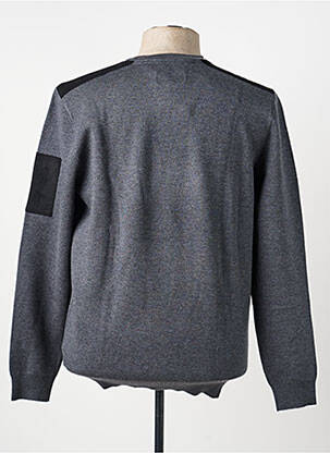 Pull col rond manches longues gris IZAC homme