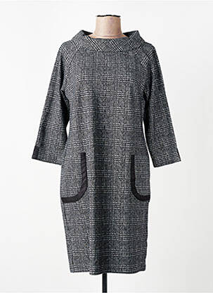 Robe mi-longue imprimé fantaisie manches longues noir BETTY BARCLAY femme
