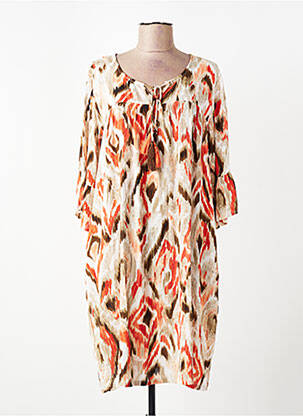 Robe mi-longue manches 3/4 manches 3/4 beige EGATEX femme